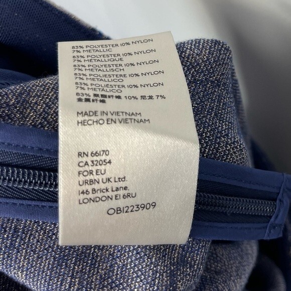 ANTHROPOLOGIE MAEVE Maria Paisley Boho Navy Blue Metallic Pants Flare 4 Mod 60s - Picture 13 of 16